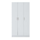 3 Door Wardrobe & Shelves 180cm, Modern Wooden Clothes Storage Cupboards for Bedroom with Hanging Rail