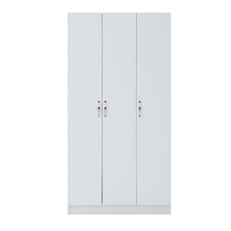 3 Door Wardrobe & Shelves 180cm, Modern Wooden Clothes Storage Cupboards for Bedroom with Hanging Rail