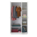 3 Door Wardrobe & Shelves 180cm, Modern Wooden Clothes Storage Cupboards for Bedroom with Hanging Rail