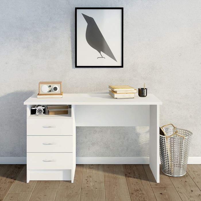3 Drawer Home Computer Office Desk Table | 1 Storage Shelf Workstation | Large Writing Study Table