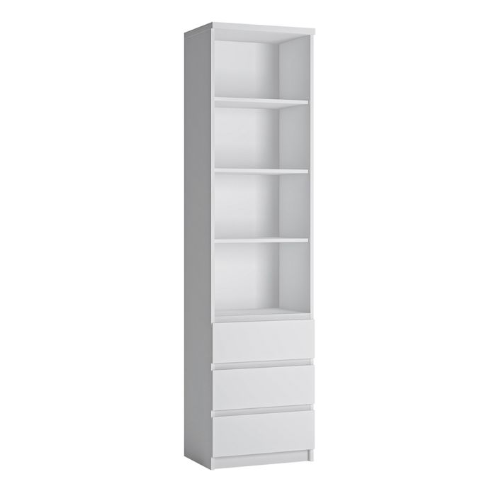 Bookcase Bookshelf with 3 Drawers and 4 Shelves 200cm | Freestanding Display Unit Furniture