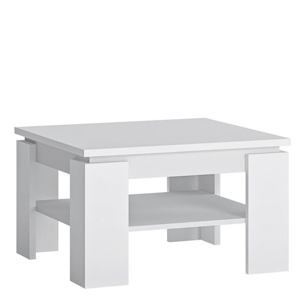 Compact Coffee Table with Storage Shelf 70cm | 2 Tier Square Table
