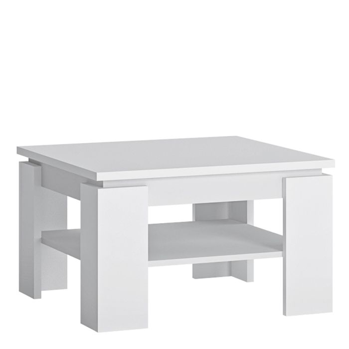Compact Coffee Table with Storage Shelf 70cm | 2 Tier Square Table