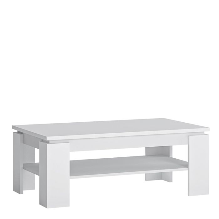 Compact Coffee Table with Storage Shelf 110cm | Rectangular Centre Table for Living Room