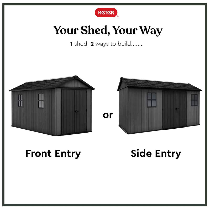 Keter Newton Plus 13ft 5" x 7ft 6" (4.1 x 2.3m) Storage Shed in 2 Configurations