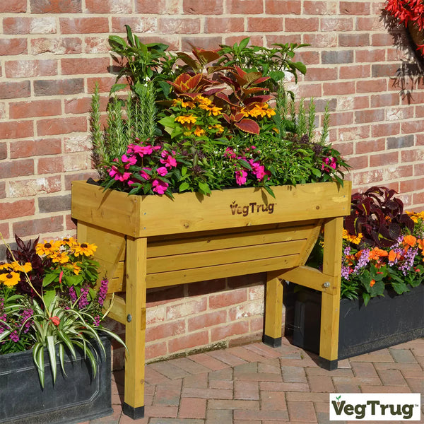 VegTrug 1m Small Wood Seater - Natural Planter