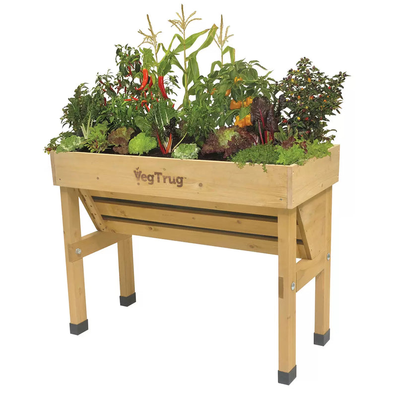 VegTrug 1m Small Wood Seater - Natural Planter