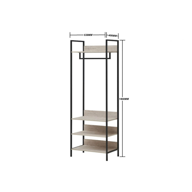 4 Tier Open Wardrobe & Shelves, Coat & Garment Rack Hanging Rail Cloth Rack, Dryer Freestanding Wardrobe For Dressing Room, Bedroom