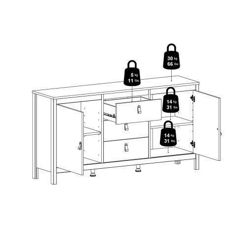 Luscanny Magrezzi LivingRoom Sideboard 3 drawers & 2 Doors in Black