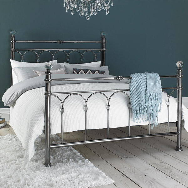 Bentley Designs Cristina Antique Nickel Finish Metal Bed in 3 Sizes