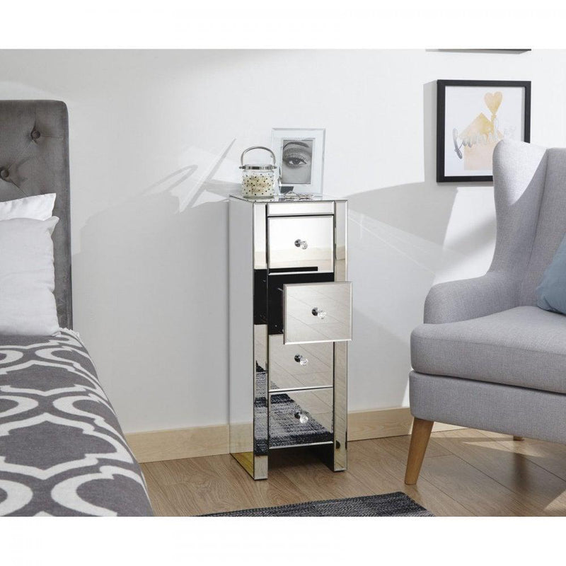 Mirrored 4 Drawer Slim Chest
