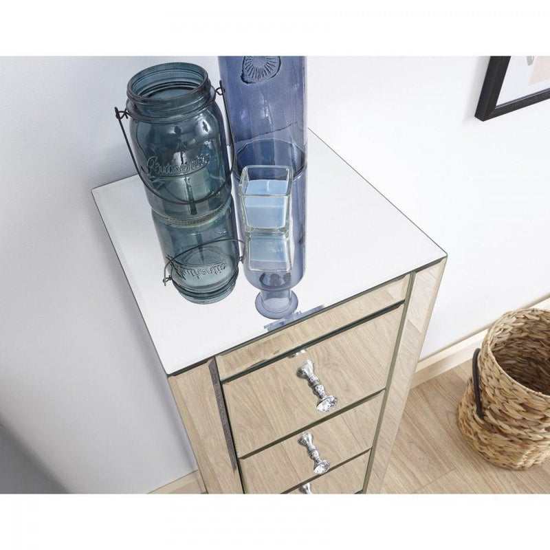 Mirrored 4 Drawer Slim Chest