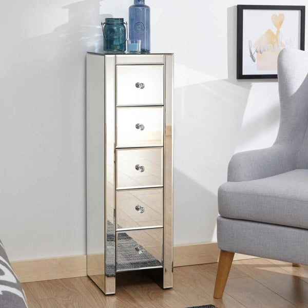 Mirrored 5 Drawer Chest