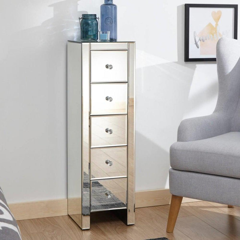 Mirrored 5 Drawer Chest