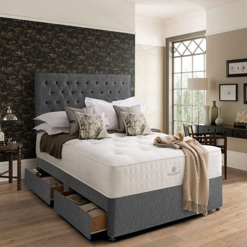 Pocket Spring Bed Company Florence Grey Fabric Headboard in 3 Sizes