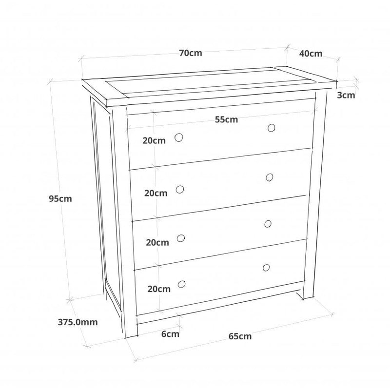 Quebec 4 Drawer Petite Chest