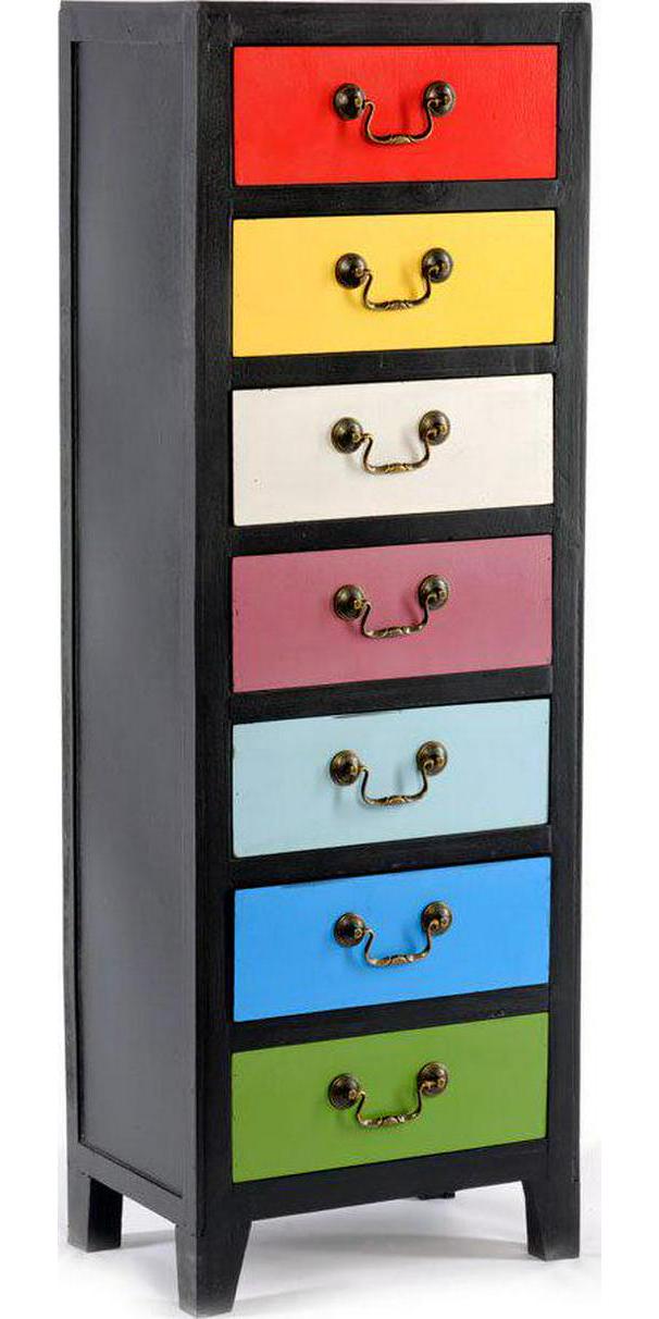 Rainbow Tall Cabinet with 7 Drawers 38 x 26 x 110cm