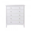Salerno White 5 Drawer Chest