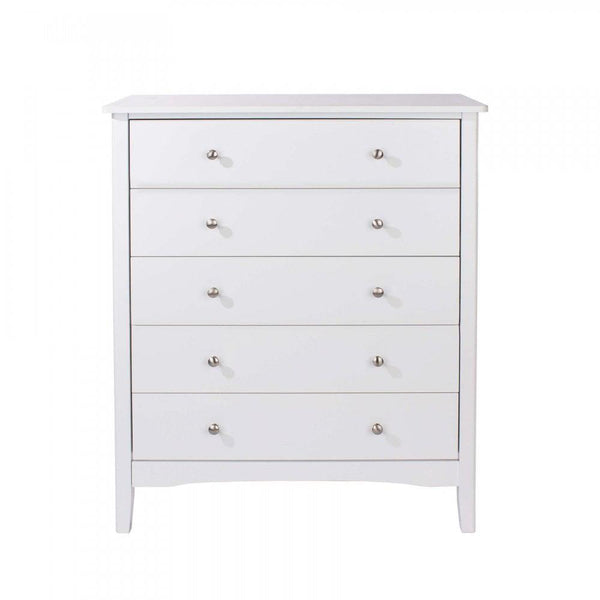 Salerno White 5 Drawer Chest