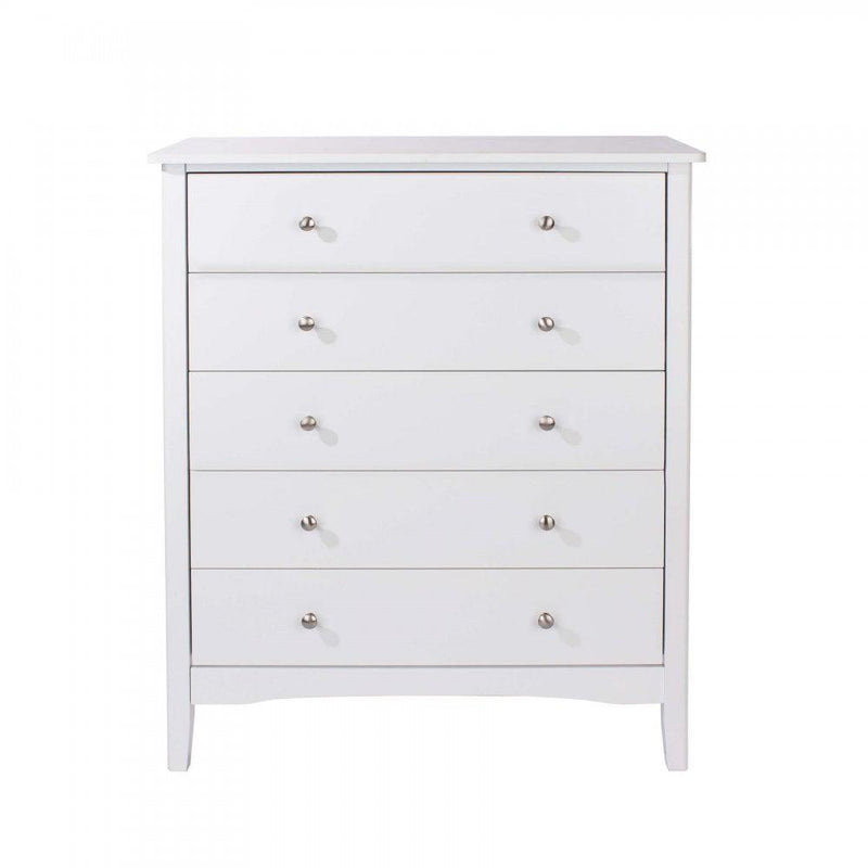 Salerno White 5 Drawer Chest