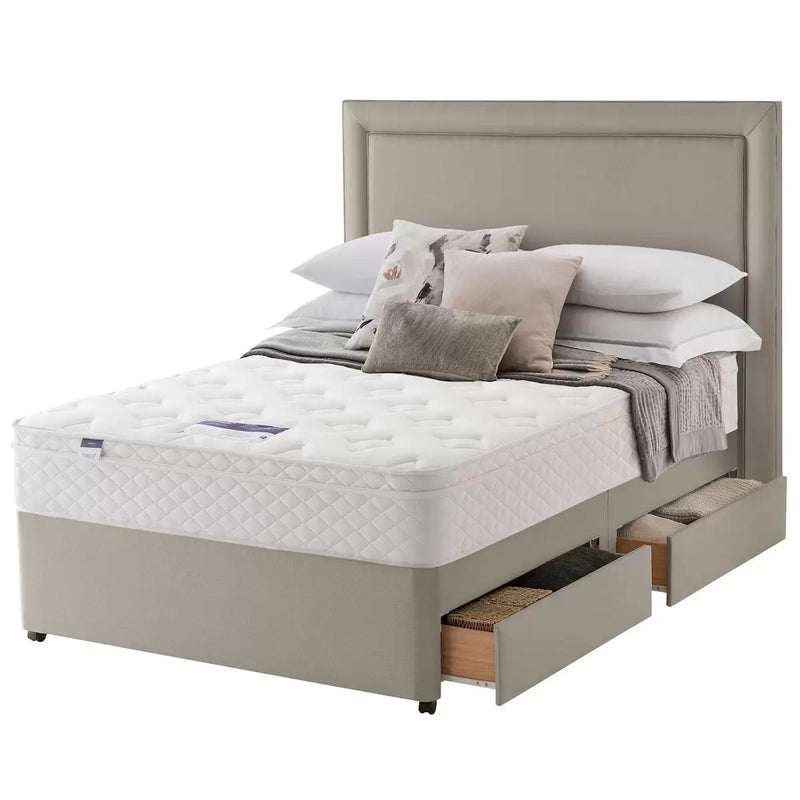 Silentnight Miracoil Memory Cushion Top Mattress and Divan in Sandstone in 5 Sizes