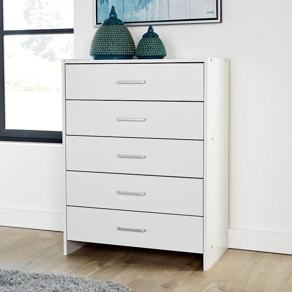 Stratford 5 Drawer White Chest