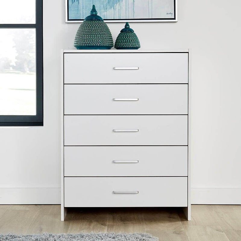 Stratford 5 Drawer White Chest