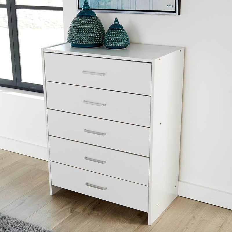 Stratford 5 Drawer White Chest