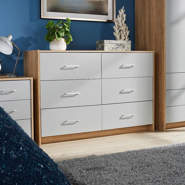 Stratford 6 Drawer Grey and Oak Chest
