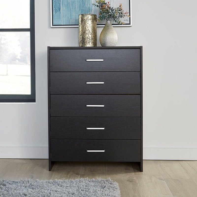 Stratford Black 5 Drw Chest