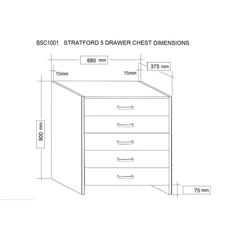 Stratford Black 5 Drw Chest