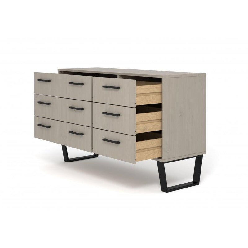 Vigo Grey Chest 6 Drawers Wide