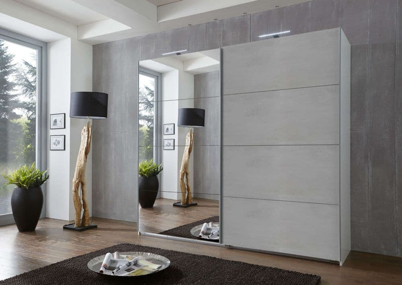 Vezrivvi Large 225cm Sliding Mirrored Door Wardrobe with LED Lights