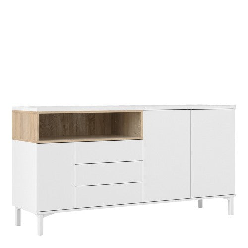 Luscanny Zavetti Large  Sideboard 3 Drawers 3 Doors in White and Oak