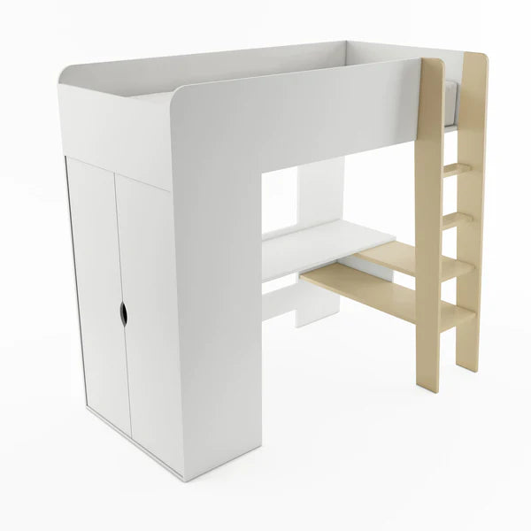 Luscanny Large Bunk bed with Computer Desk and Wardrobe