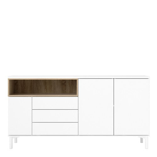 Luscanny Zavetti Large  Sideboard 3 Drawers 3 Doors in White and Oak