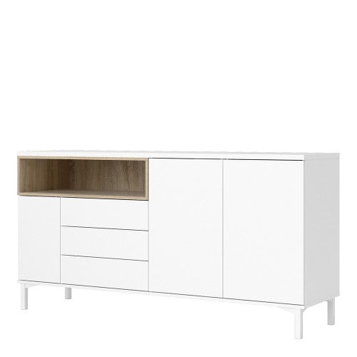 Luscanny Zavetti Large  Sideboard 3 Drawers 3 Doors in White and Oak