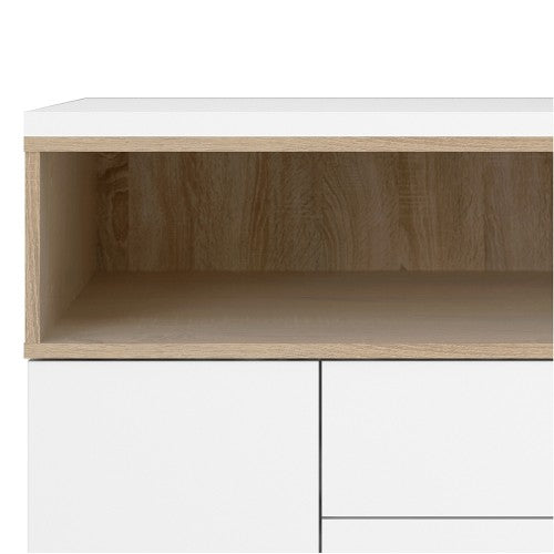 Luscanny Zavetti Large  Sideboard 3 Drawers 3 Doors in White and Oak
