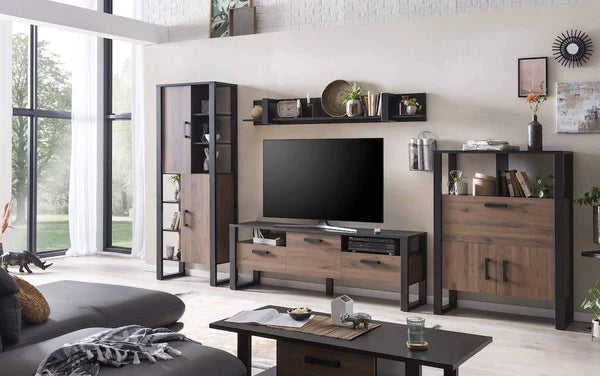 Luscanny Large Modern Continental Entertainment Living Room Set Furniture with 6 Cabinets