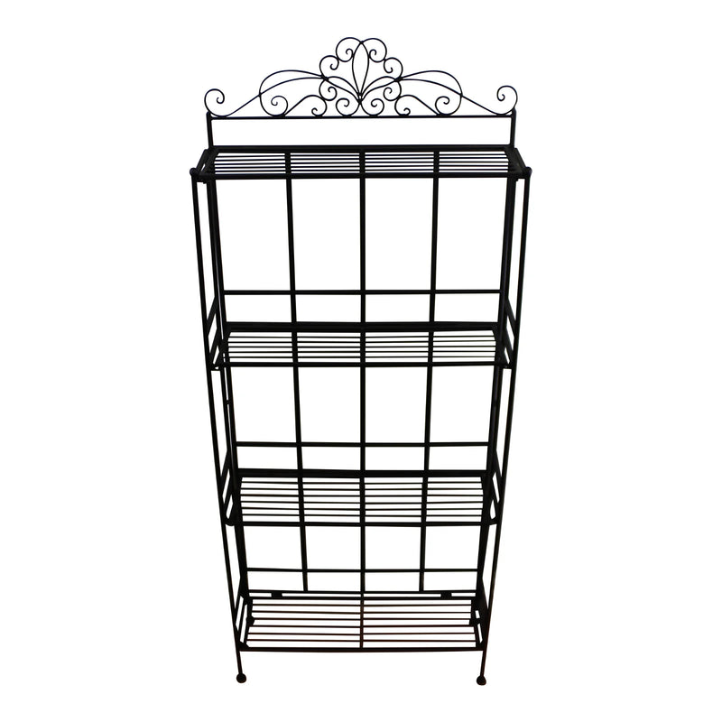 4 Tier Metal Plant Stand, Plant Display Rack, Ladder-Shaped Stand Shelf, Pot Holder for Indoor Outdoor Use, Black