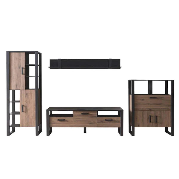 Luscanny Large Modern Continental Entertainment Living Room Set Furniture with 6 Cabinets