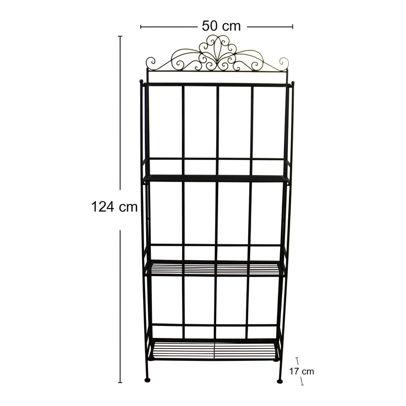 4 Tier Metal Plant Stand, Plant Display Rack, Ladder-Shaped Stand Shelf, Pot Holder for Indoor Outdoor Use, Black