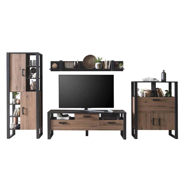 Luscanny Large Modern Continental Entertainment Living Room Set Furniture with 6 Cabinets