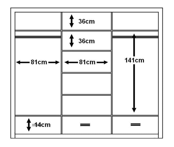 Zinsom Large Modern Mirrored 3 Door Wardrobe with 3 Drawers and LED in 3 Colours 250cm