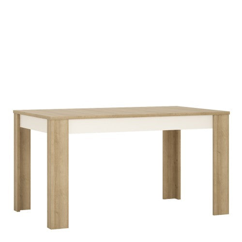 Marvezzi Large extending dining table 140/180 cm in Riviera Oak/White High Gloss