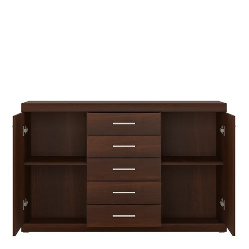 Luscanny 5 Drawer Sideboard in Dark Mahogany Melamine LivingRoom Storage Unit