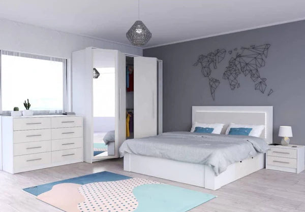 Menelova Modern Bedroom Chest of Drawers with Chrome Handles