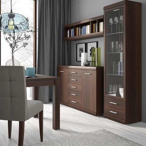Luscanny 5 Drawer Sideboard in Dark Mahogany Melamine LivingRoom Storage Unit
