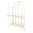 3 Tier Metal Plant Stand, Plant Display Rack, Ladder-Shaped Stand Shelf, Pot Holder for Indoor Outdoor Use, Cream