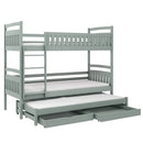 Lavezzy Rugged Bunk Bed with Trundle and Capacious Storage Drawers for Organized Bedrooms